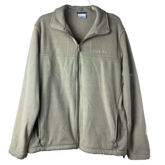 Columbia Tan Colored Fleece Full Zip Jacket Size Large - Picture 1 of 6